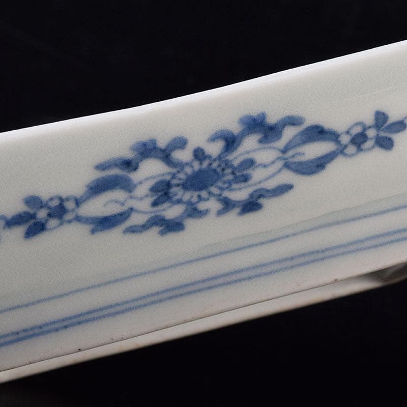 伊万里焼　古伊万里　大川地焼　染付　蓮文　四方向付　五客　時代箱　M　R8185