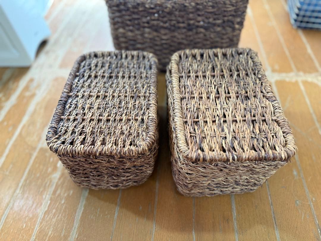 無印良品 MUJI 重なるバクバク長方形バスケット　大中セット1、小2