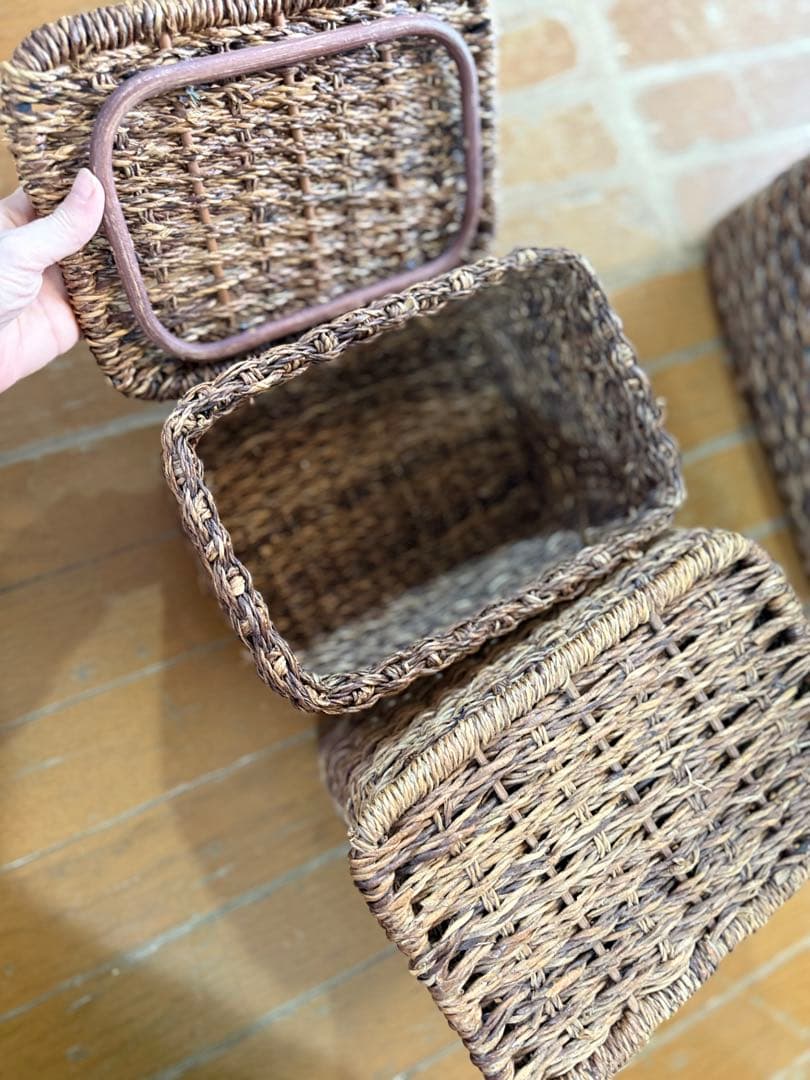 無印良品 MUJI 重なるバクバク長方形バスケット　大中セット1、小2