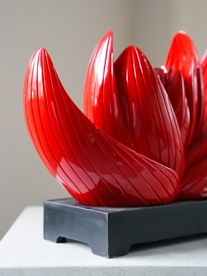 ポストモダン ヴィンテージオブジェ ロータス/蓮の花 アンティーク彫刻