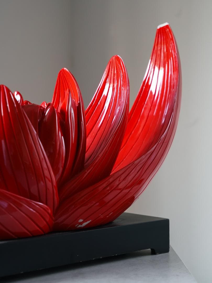 ポストモダン ヴィンテージオブジェ ロータス/蓮の花 アンティーク彫刻