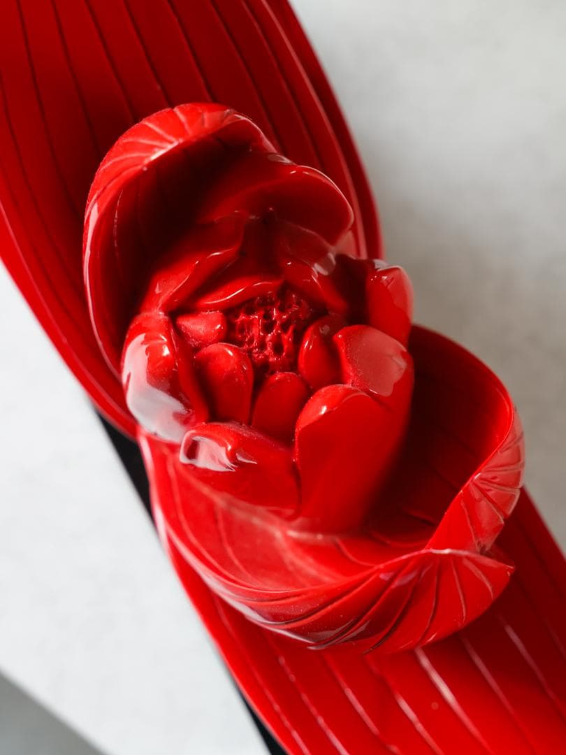ポストモダン ヴィンテージオブジェ ロータス/蓮の花 アンティーク彫刻