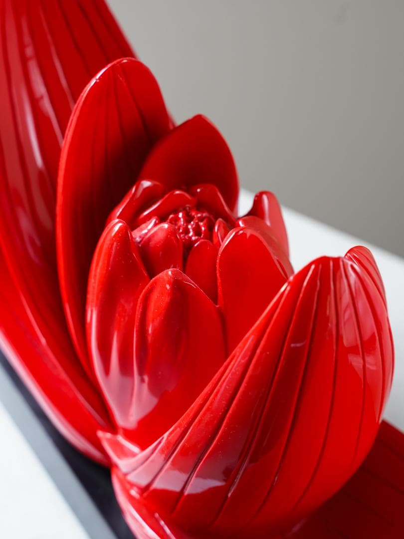 ポストモダン ヴィンテージオブジェ ロータス/蓮の花 アンティーク彫刻