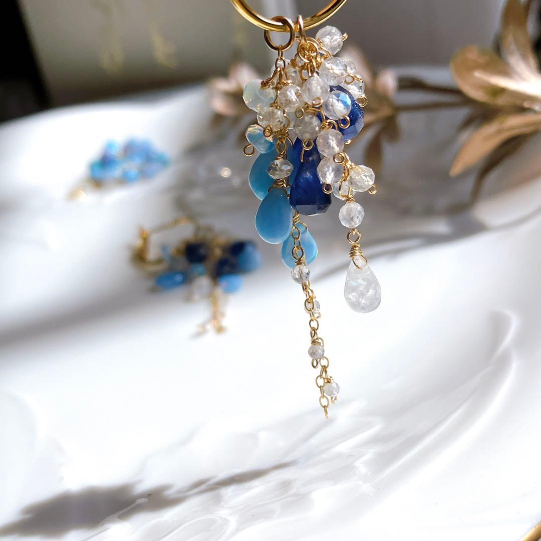 白妙◆サファイア×ラブラドライト/オパール×ホワイトトパーズ フープピアス