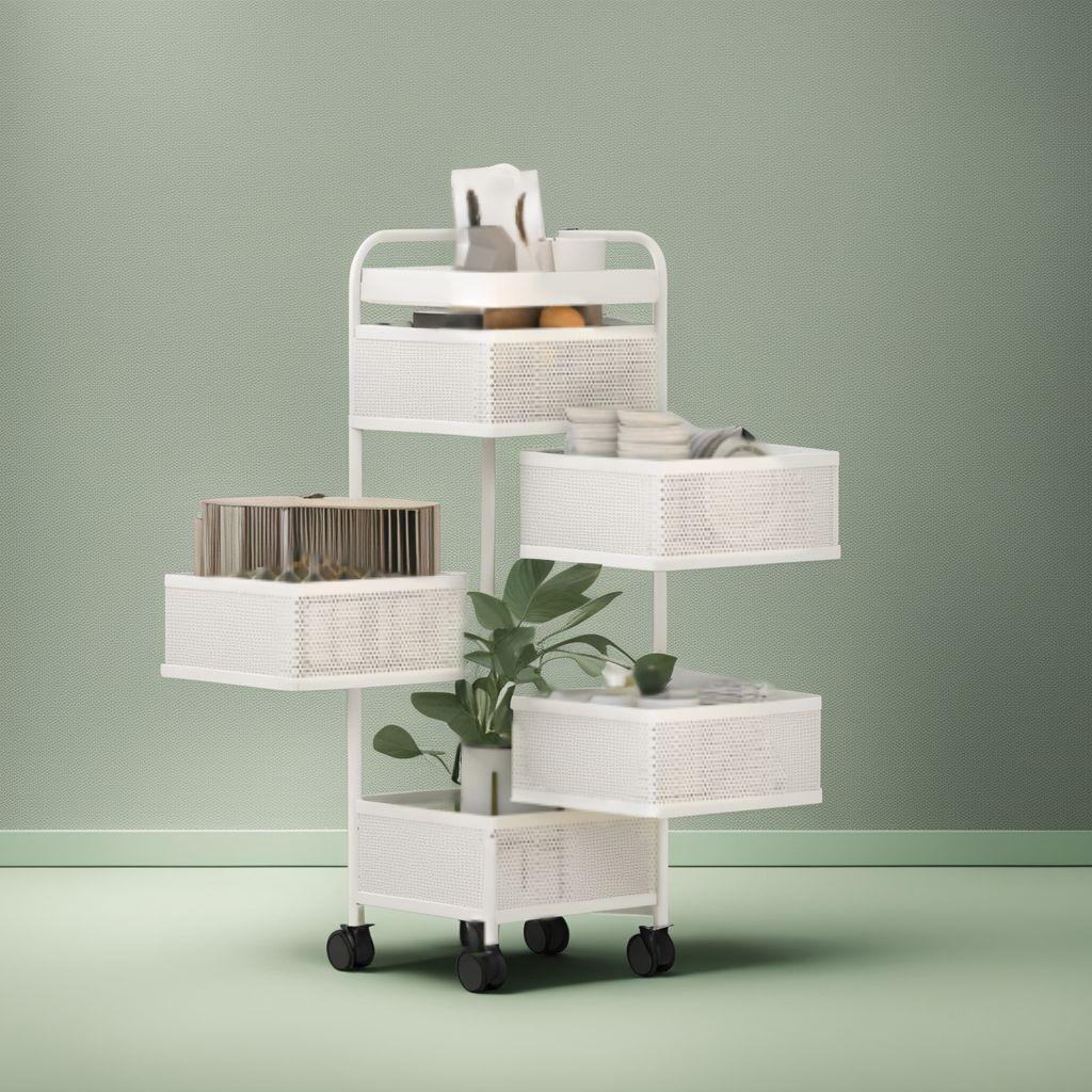 調味料・小物収納カート、5段、キャスター付き、天板付き