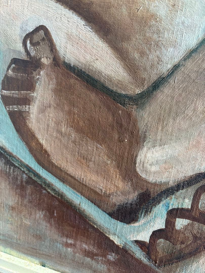 ✴︎着払い✴︎ 竹中三郎油絵「Double pose」額付　大きな絵　出品作品