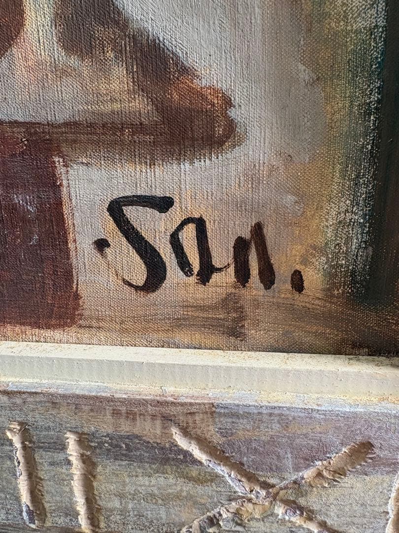 ✴︎着払い✴︎ 竹中三郎油絵「Double pose」額付　大きな絵　出品作品