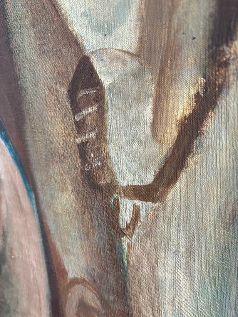 ✴︎着払い✴︎ 竹中三郎油絵「Double pose」額付　大きな絵　出品作品