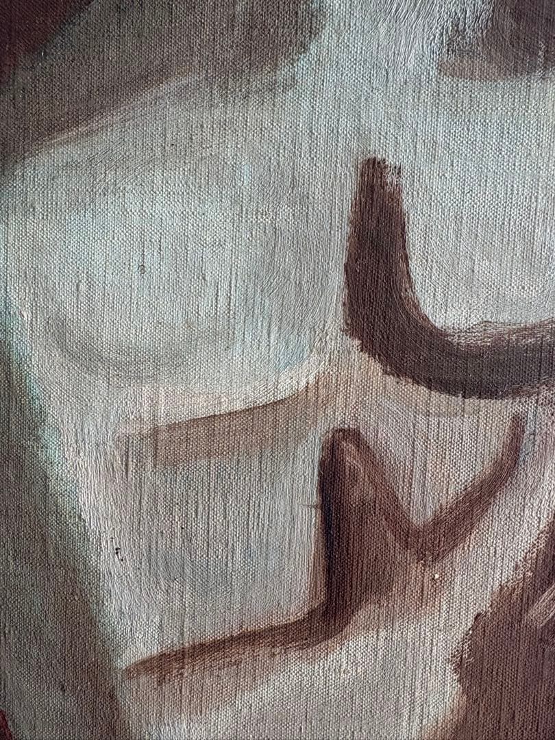 ✴︎着払い✴︎ 竹中三郎油絵「Double pose」額付　大きな絵　出品作品