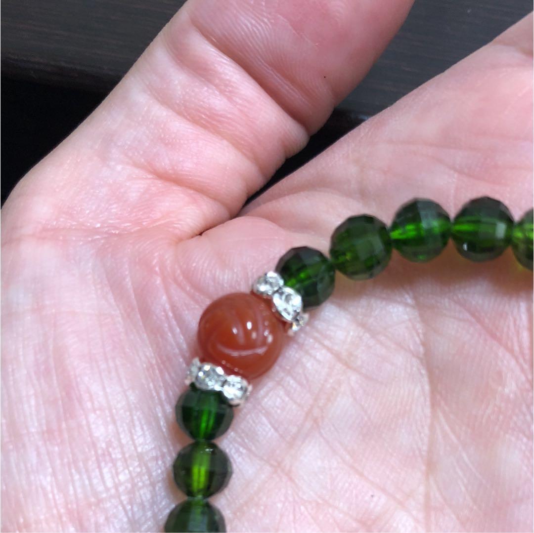 328.クロムダイオブサイト&カーネリアン（薔薇）ブレスレット