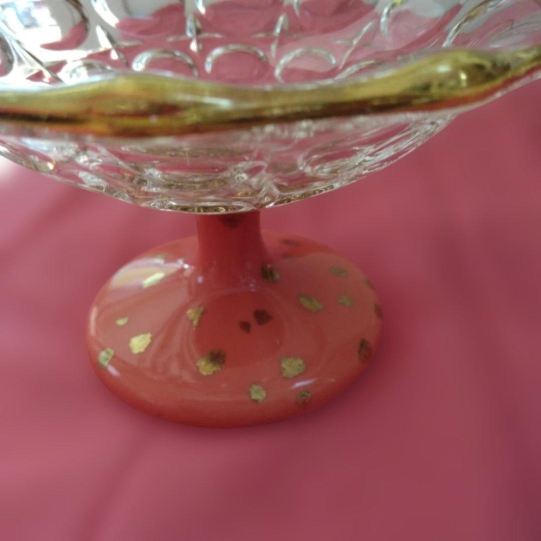 レトロ ガラスオレンジさい高台鉢8個