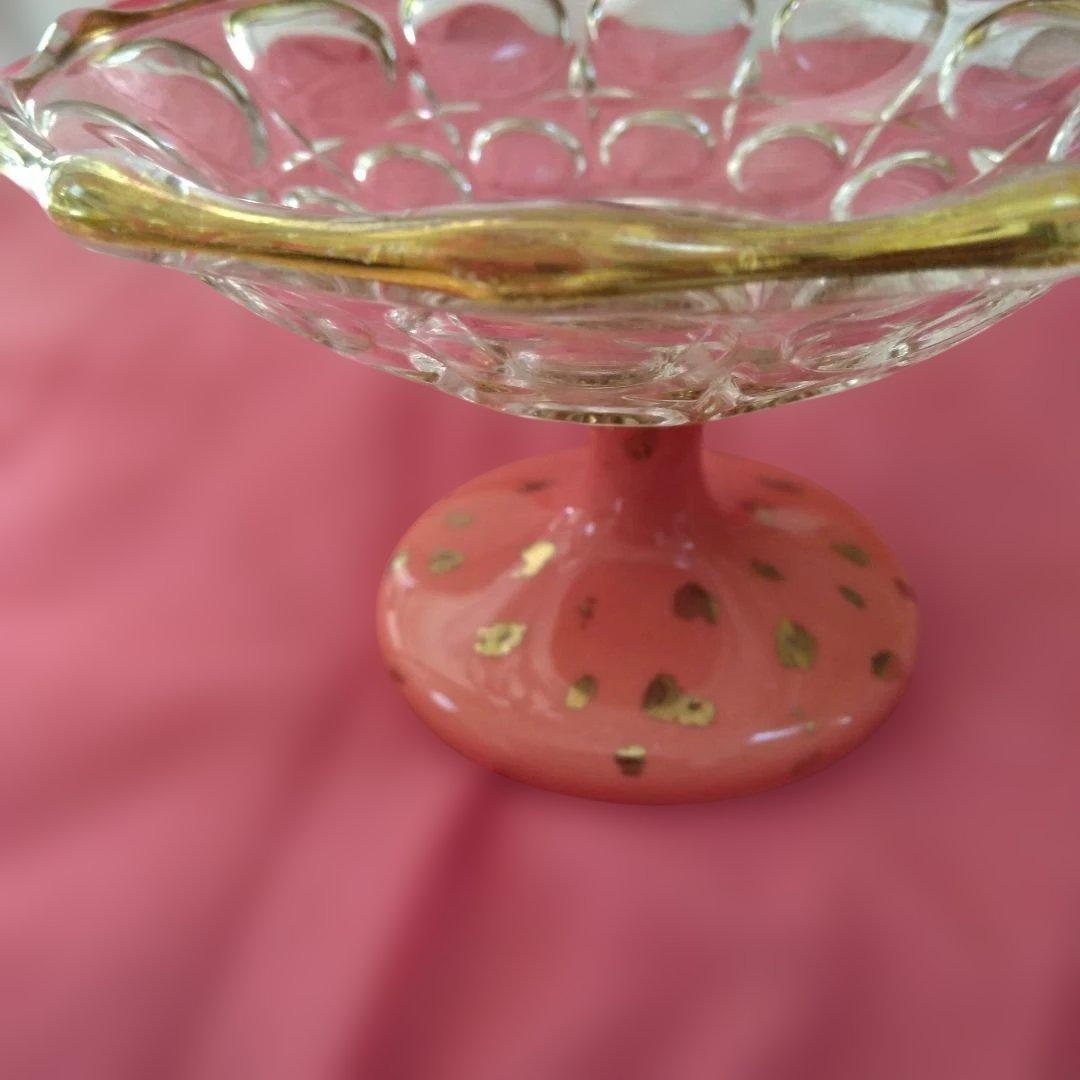 レトロ ガラスオレンジさい高台鉢8個