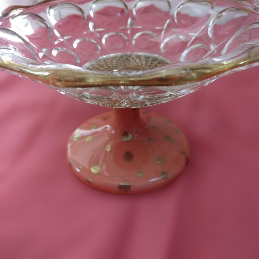 レトロ ガラスオレンジさい高台鉢8個