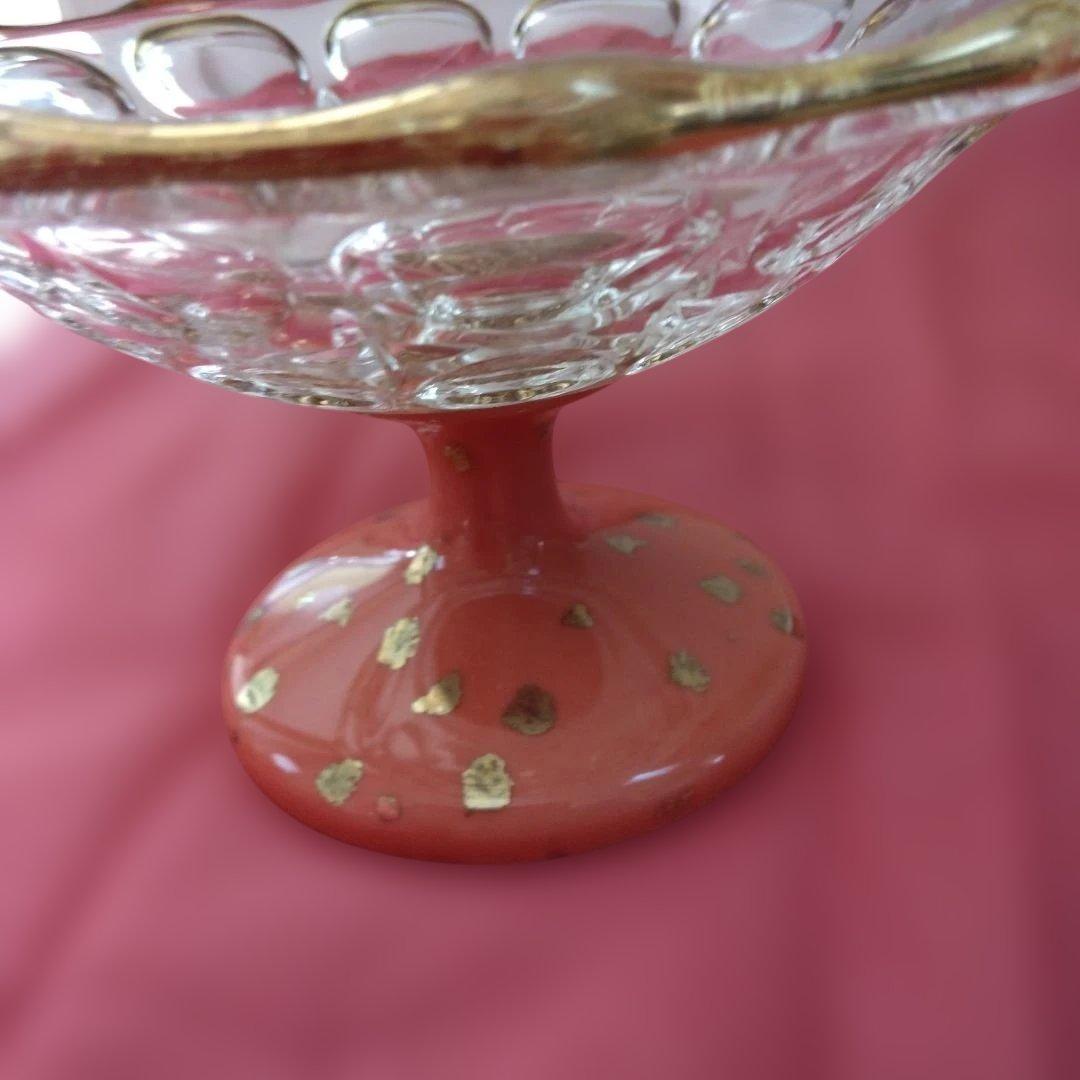 レトロ ガラスオレンジさい高台鉢8個