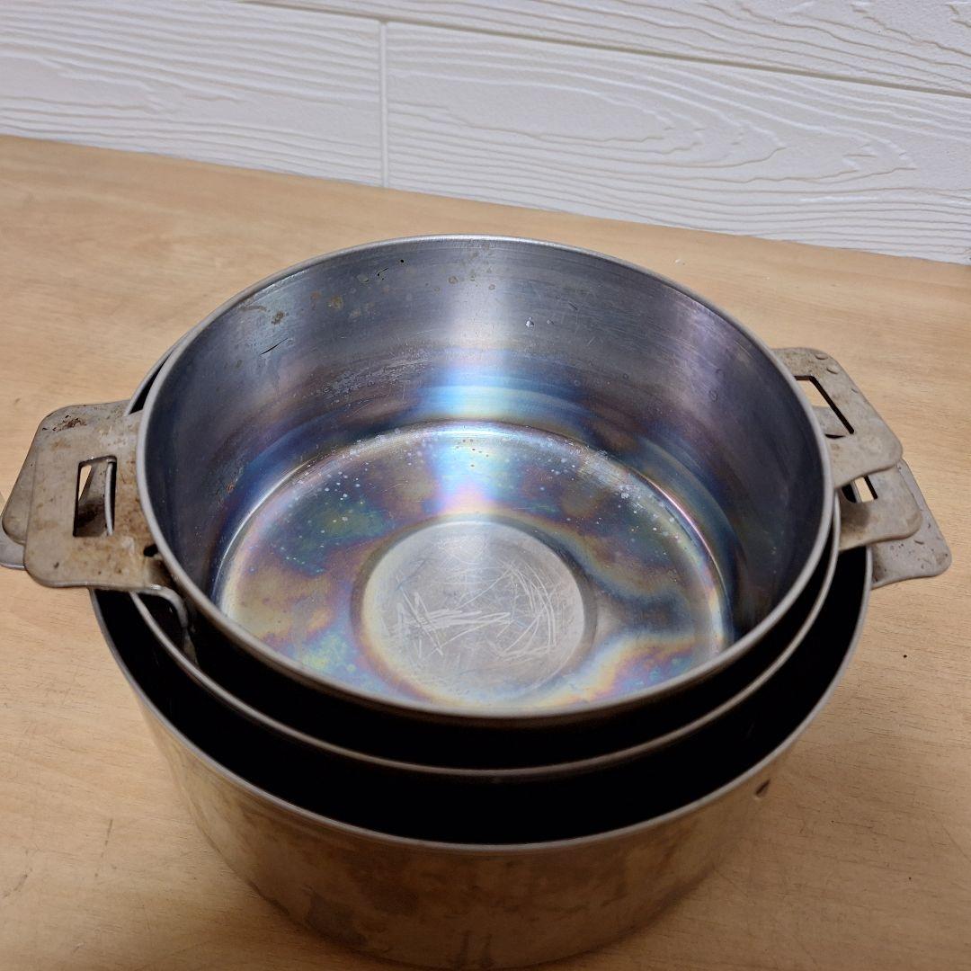 ステンレス鍋 3点セット 入れ子式 スタッキング収納可能（20cm他）IH対応