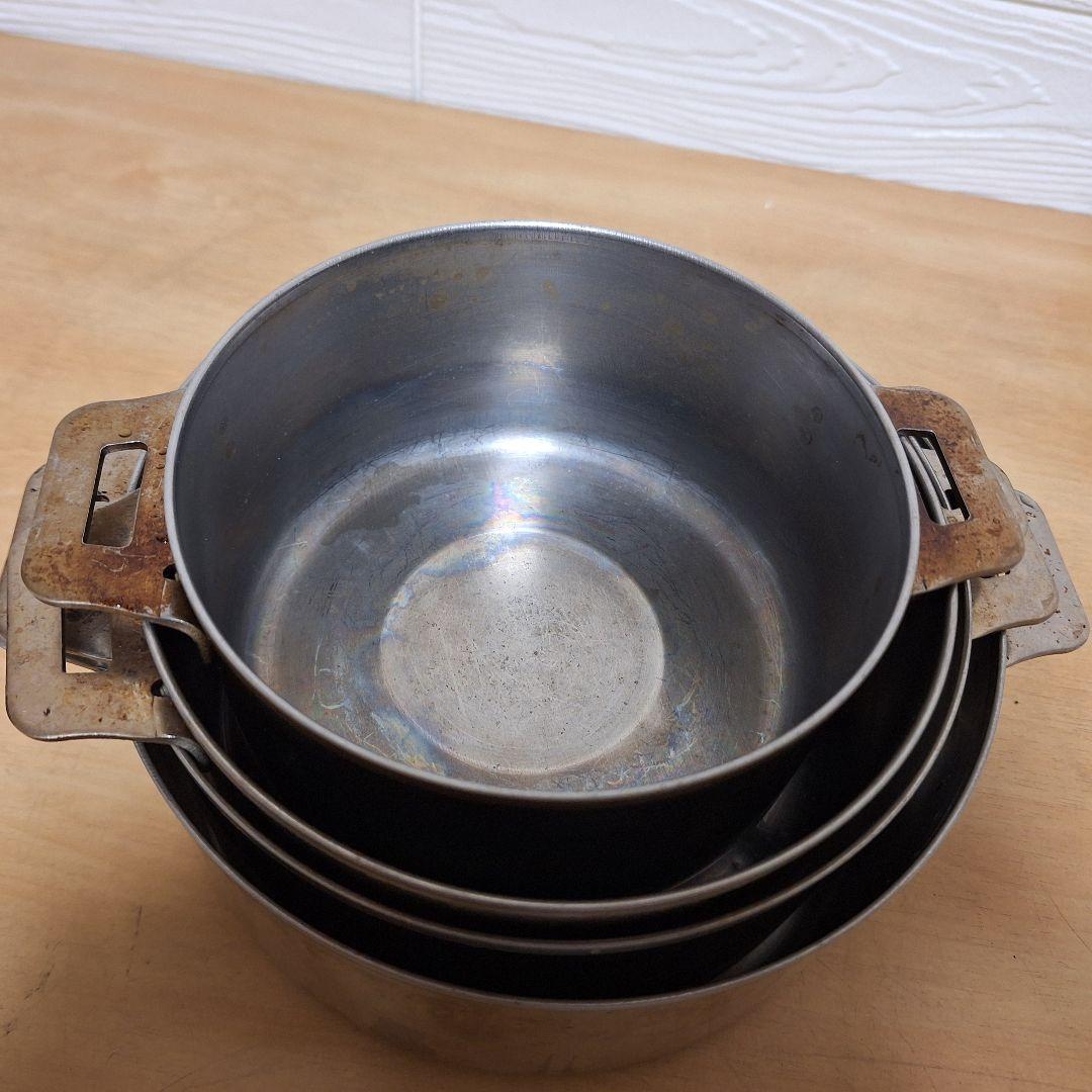 ステンレス鍋 3点セット 入れ子式 スタッキング収納可能（20cm他）IH対応