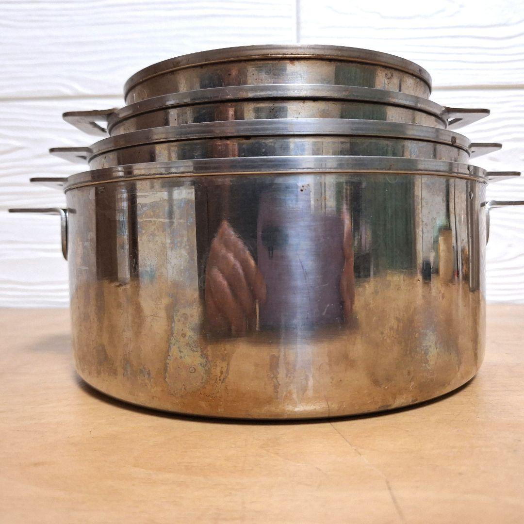 ステンレス鍋 3点セット 入れ子式 スタッキング収納可能（20cm他）IH対応