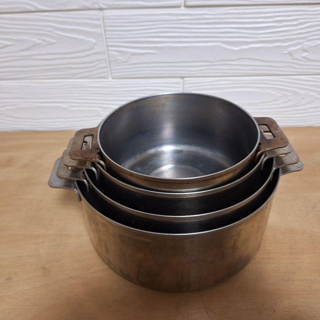 ステンレス鍋 3点セット 入れ子式 スタッキング収納可能（20cm他）IH対応
