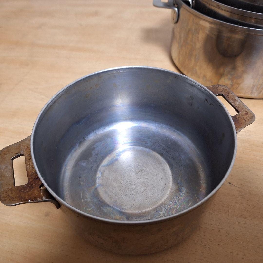 ステンレス鍋 3点セット 入れ子式 スタッキング収納可能（20cm他）IH対応