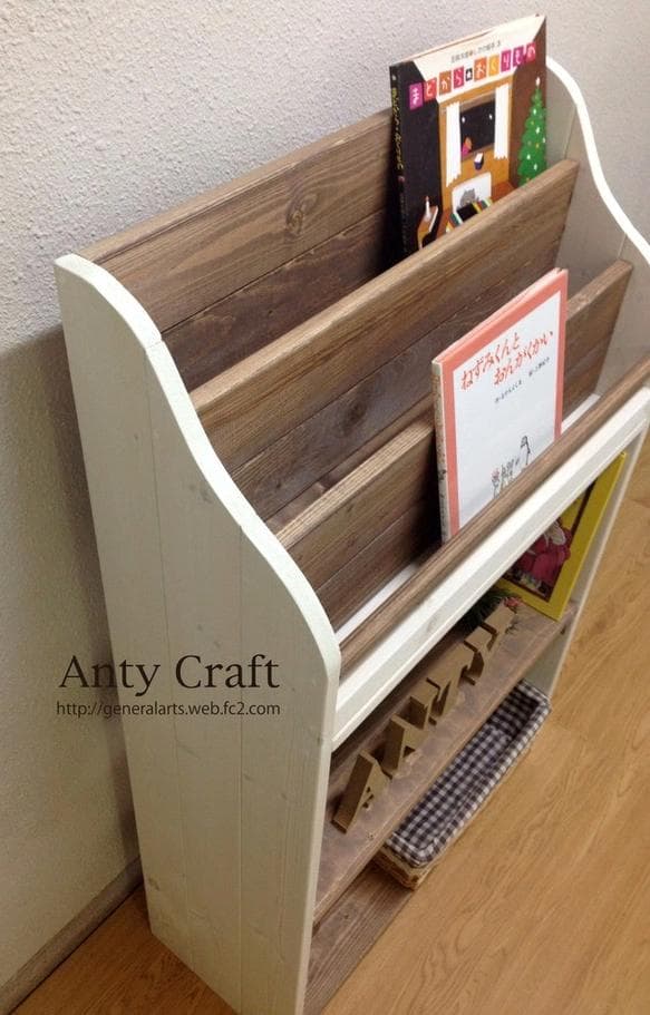 【サイズオーダー可】【引取可能】絵本棚（面出し3段+棚2段）幅64cm UN/W