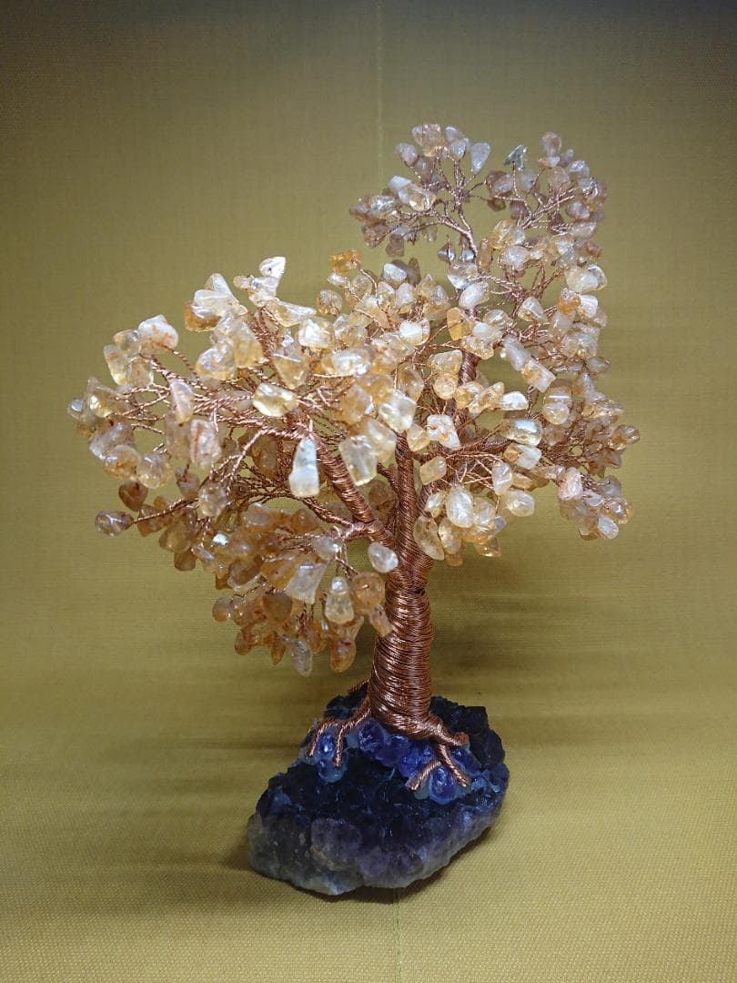天然石　招財樹　金運樹　アメジスト　置物　インテリア　工芸品　美術品　A1101