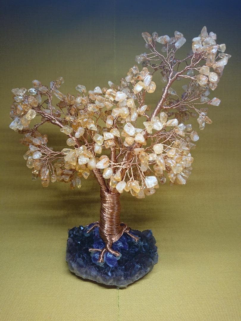天然石　招財樹　金運樹　アメジスト　置物　インテリア　工芸品　美術品　A1101