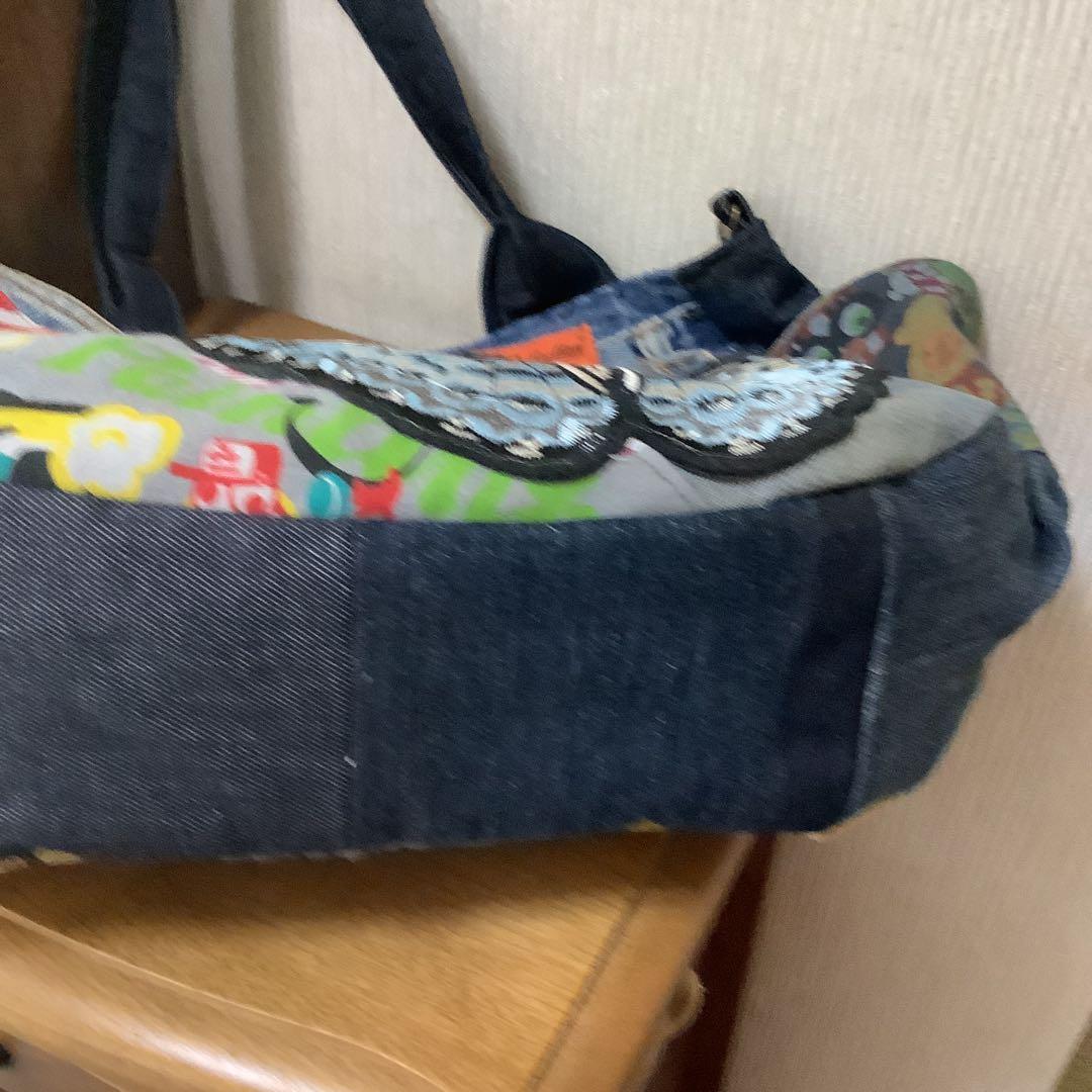 ハンドメイド　リメイクデニム　トートバッグ　肩掛け可能　 L L