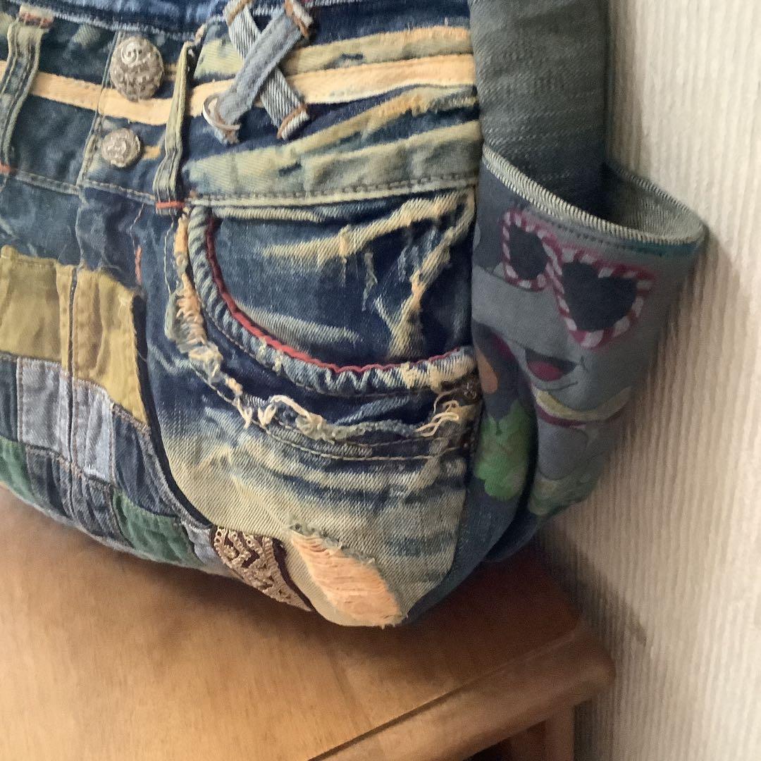 ハンドメイド　リメイクデニム　トートバッグ　肩掛け可能　 L L