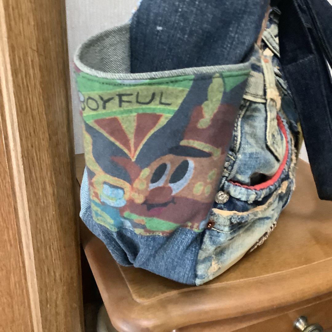 ハンドメイド　リメイクデニム　トートバッグ　肩掛け可能　 L L