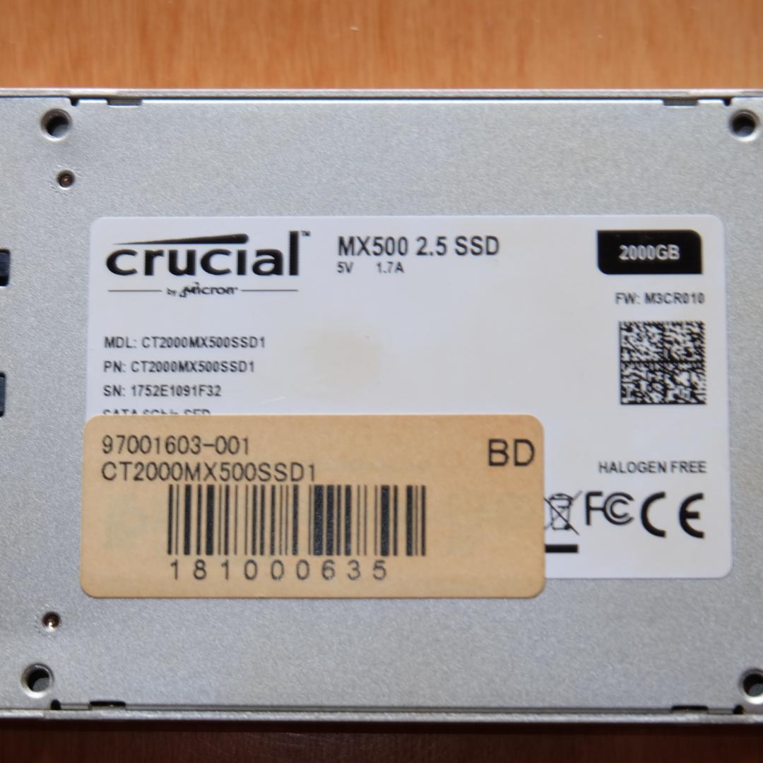 crucial 2.5インチ 2TB SSD MX500 SATA 17807H