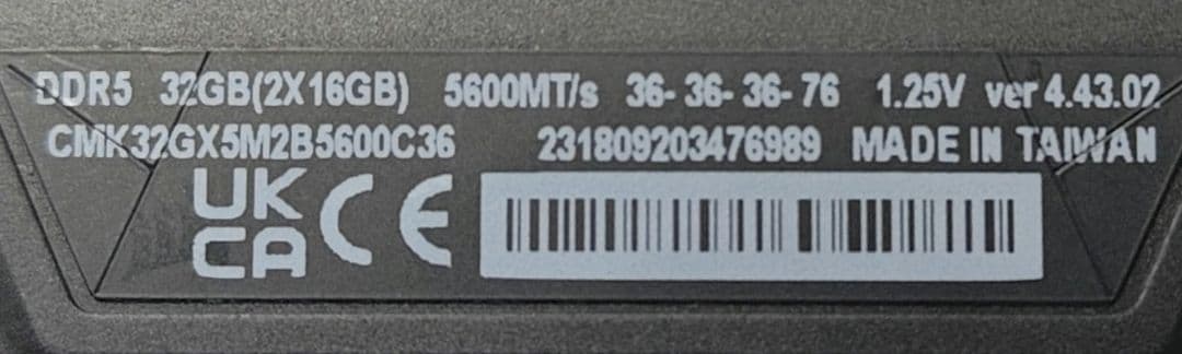 こ*！様 Corsair Vengeance DDR5 5600 CL36 16