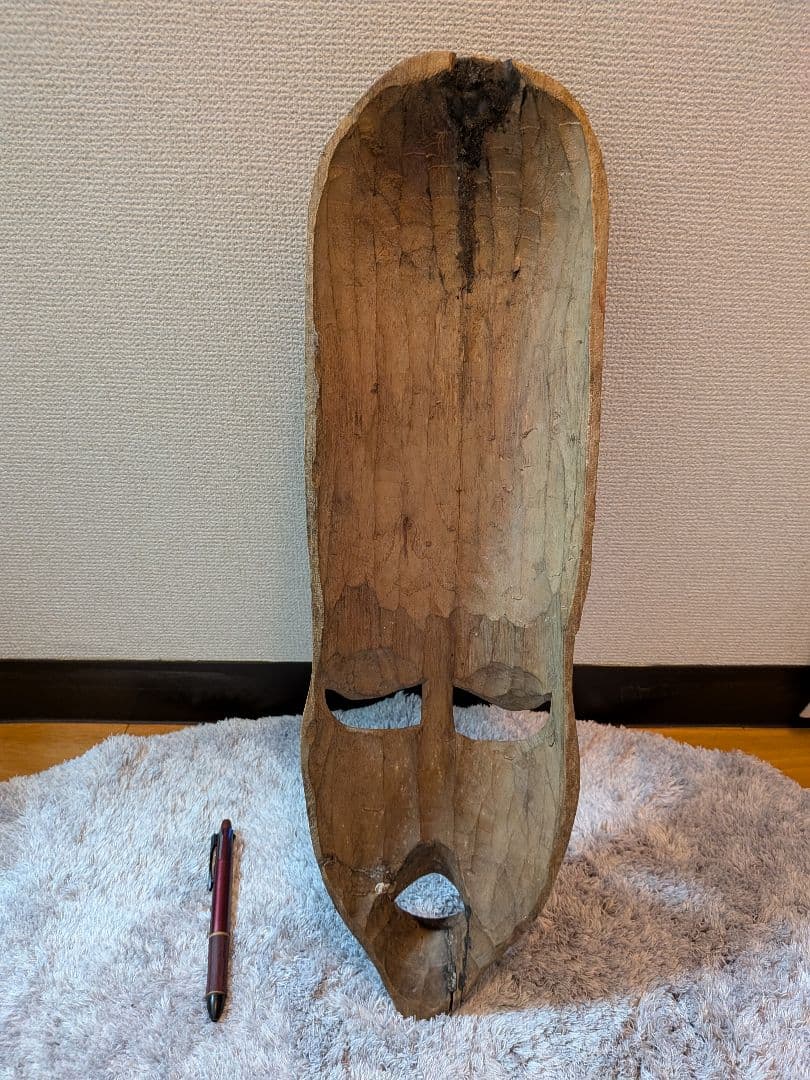 【希少】フランス買付 アフリカ 木彫り 仮面 お面 アンティーク 一点物