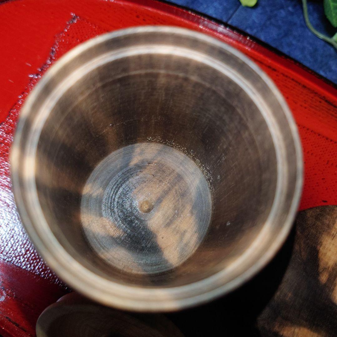 黒柿 茶筒 総黒柿 オマケ 桜皮細工 茶匙