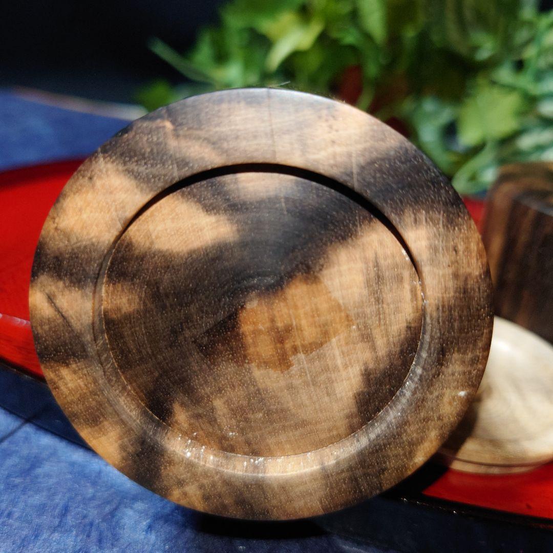 黒柿 茶筒 総黒柿 オマケ 桜皮細工 茶匙