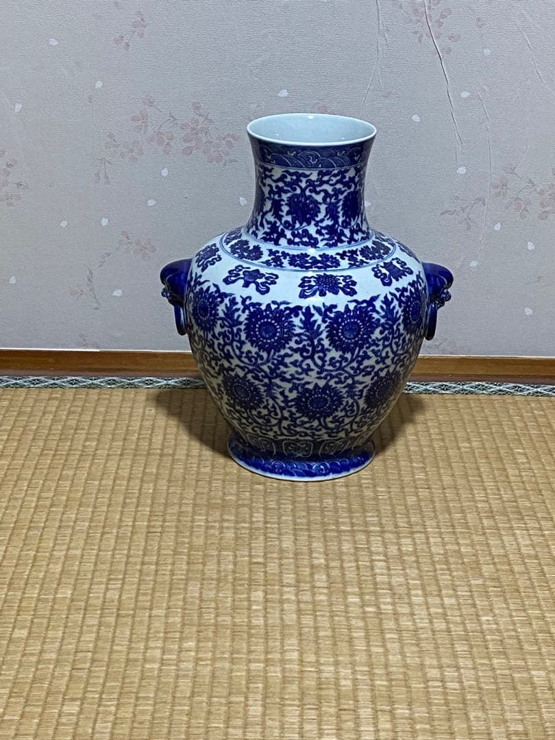 ♦中国古陶磁 鑑定済 大清乾隆年製銘 100年〜130年前 青花尊形瓶 古美術品