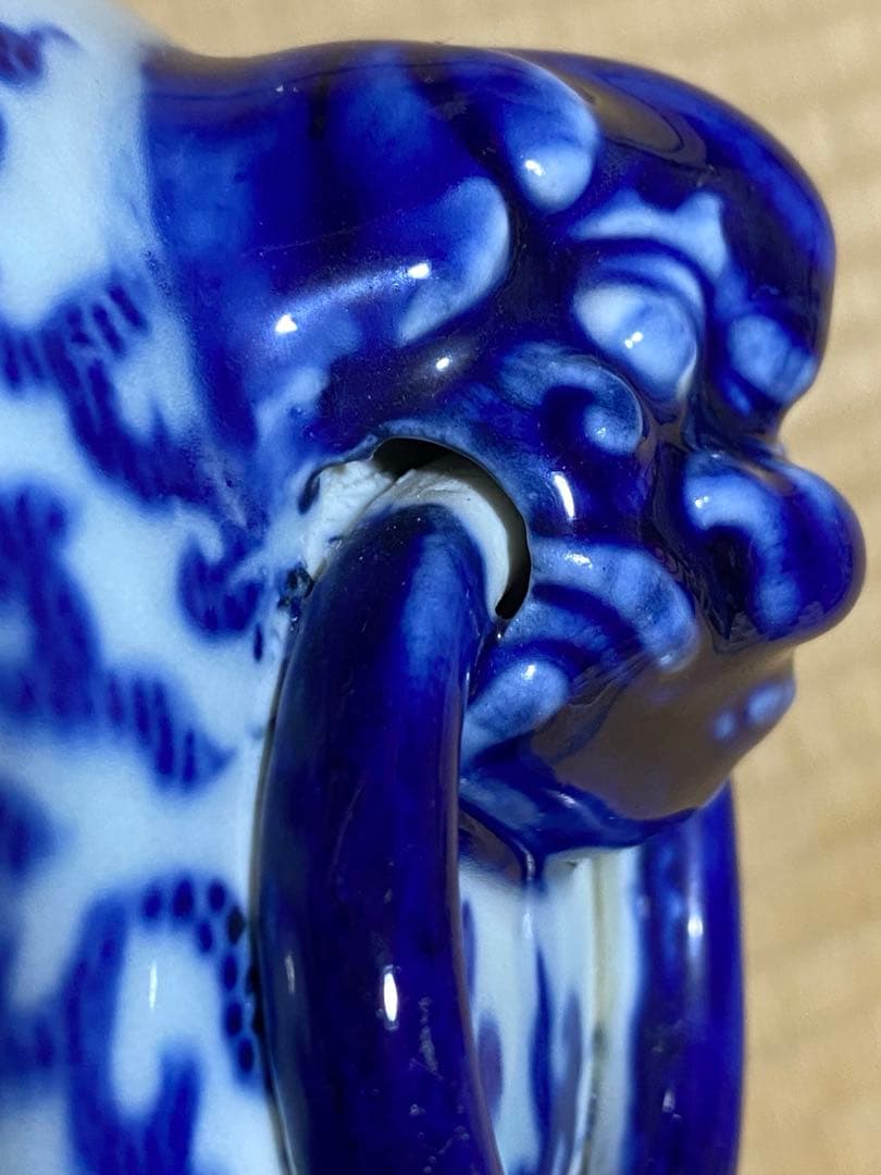 ♦中国古陶磁 鑑定済 大清乾隆年製銘 100年〜130年前 青花尊形瓶 古美術品