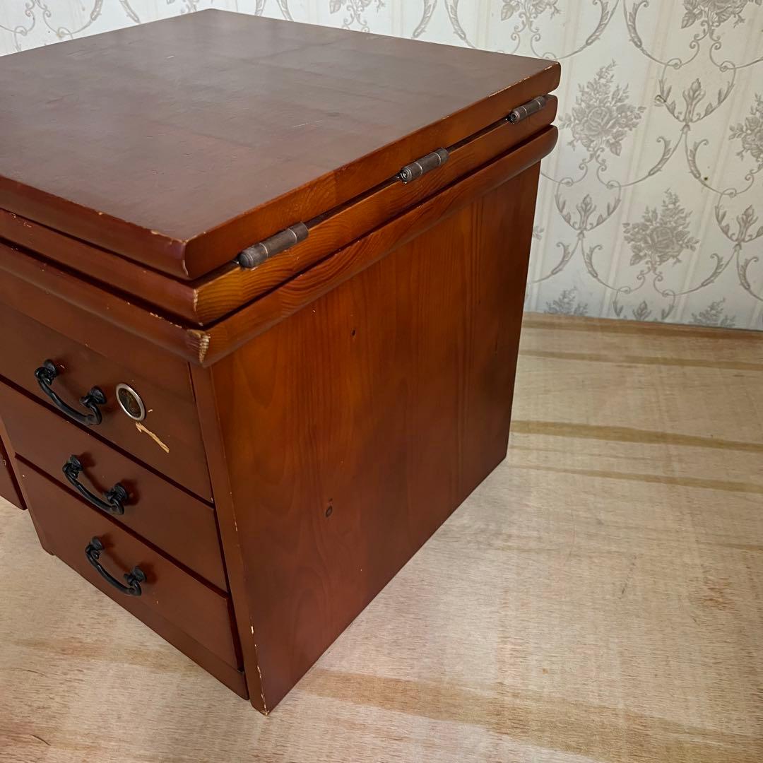 【アンティーク】木製 折りたたみ式 文机 3杯 小箪笥 小物入れ 昭和レトロ