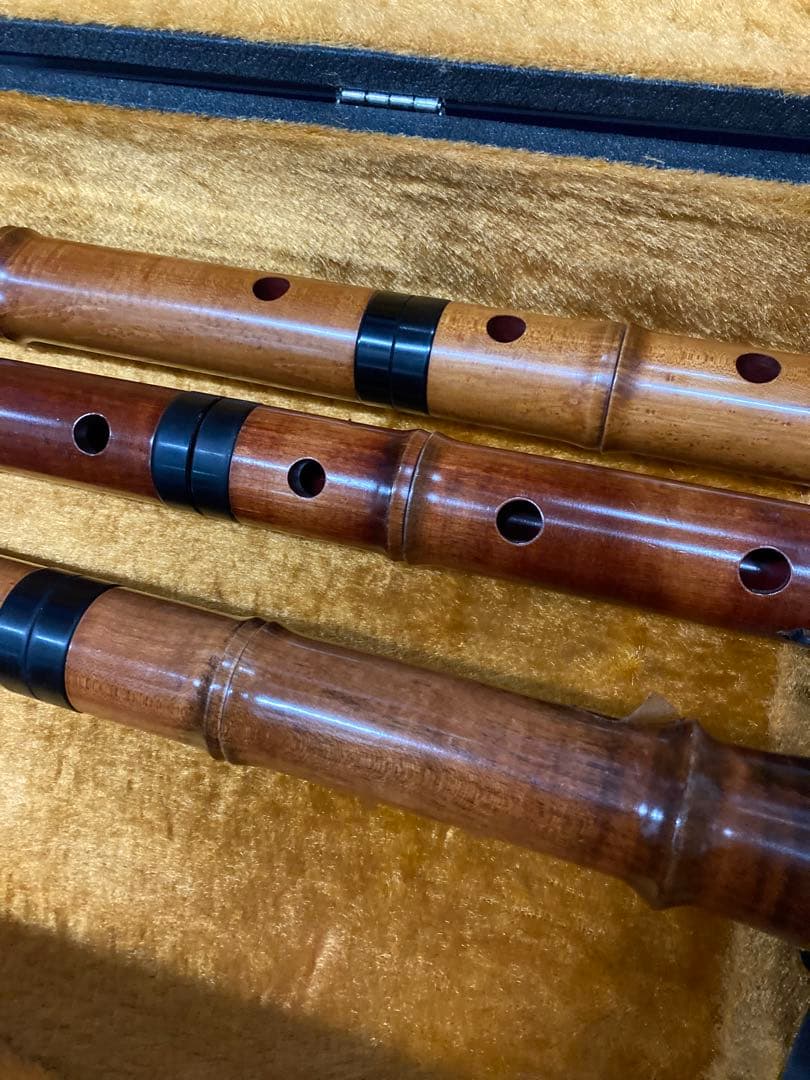 G）尺八 銘木尺八 蝴蝶 ★ 竹製 伝統和楽器 6本セット