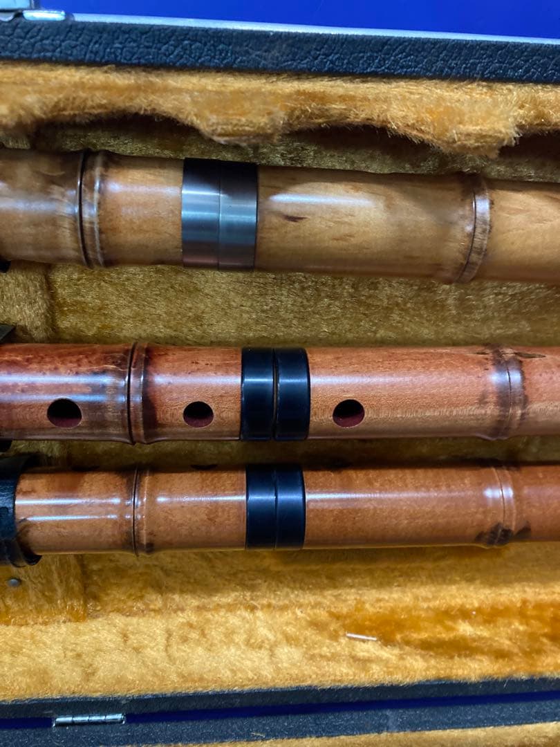 G）尺八 銘木尺八 蝴蝶 ★ 竹製 伝統和楽器 6本セット