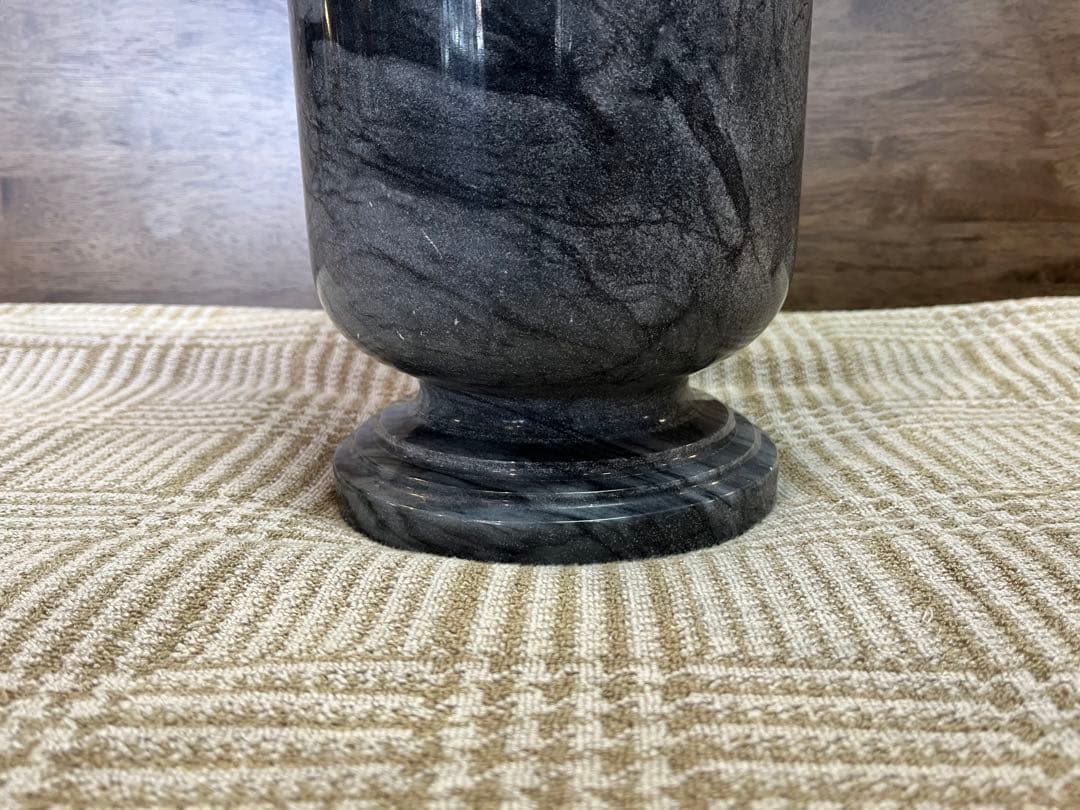 【中古品】大理石 壺 花瓶 彫刻 山水画 骨董品 レトロ 古民具 工芸品