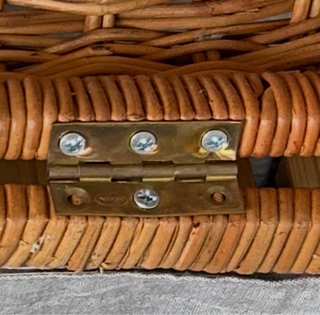 皮付きラタン トランクバスケット 2個セット（籐かご ピクニックバスケット）