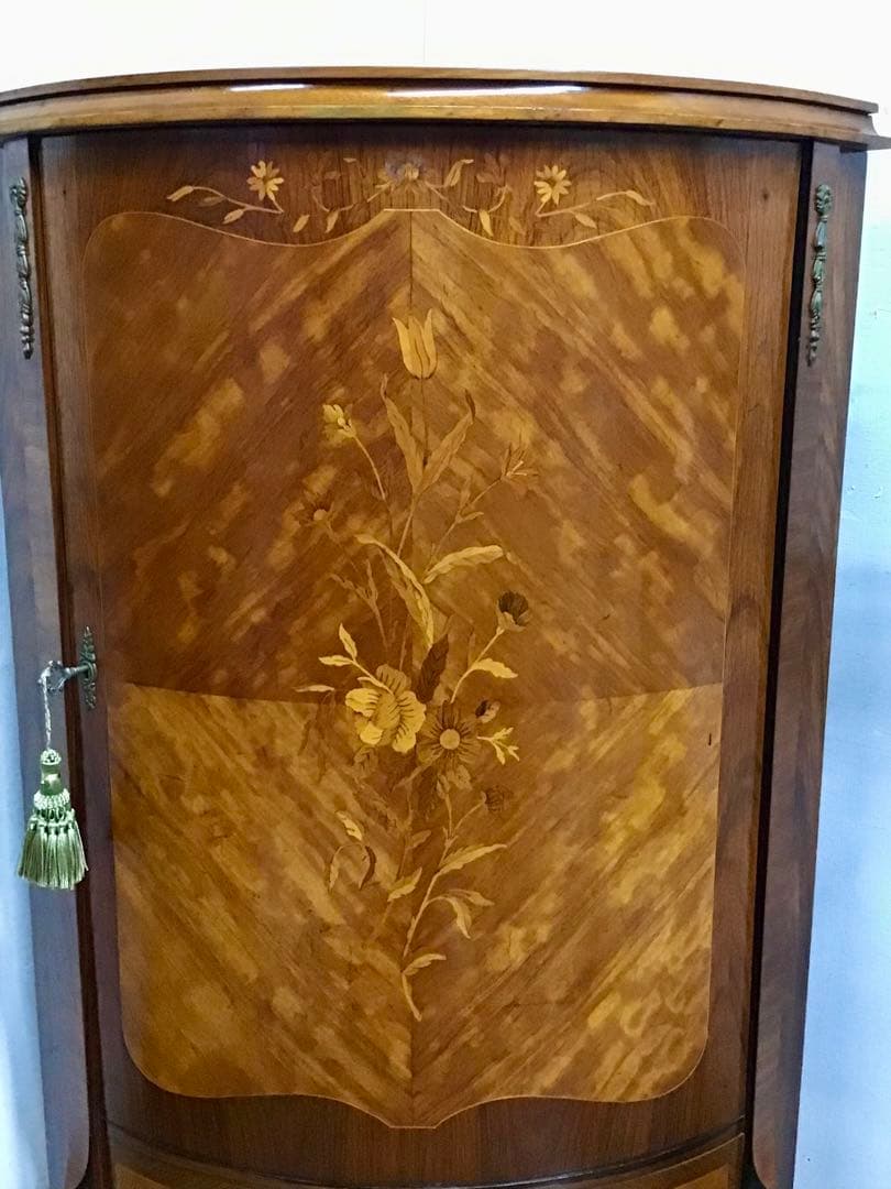 管378☆イタリア製☆象嵌細工☆コーナーキャビネット