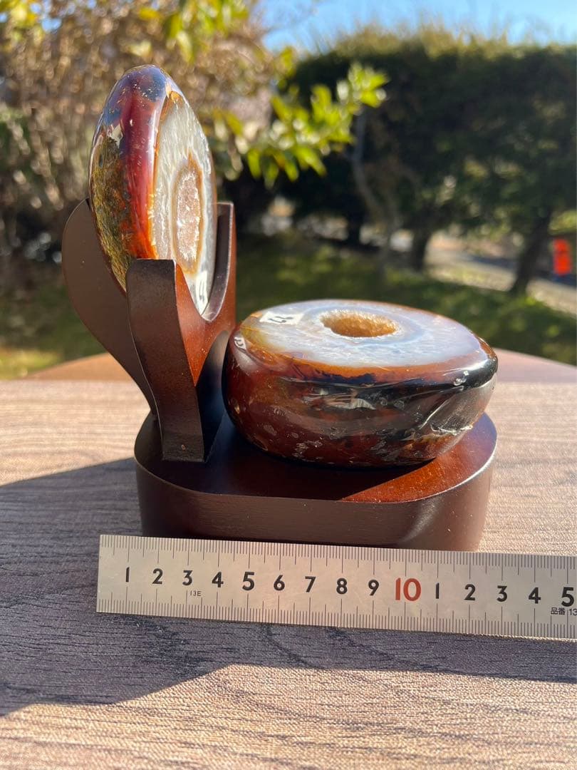 C6トレジャーメノウ 台付き 瑪瑙 風水 聚宝盆アゲート