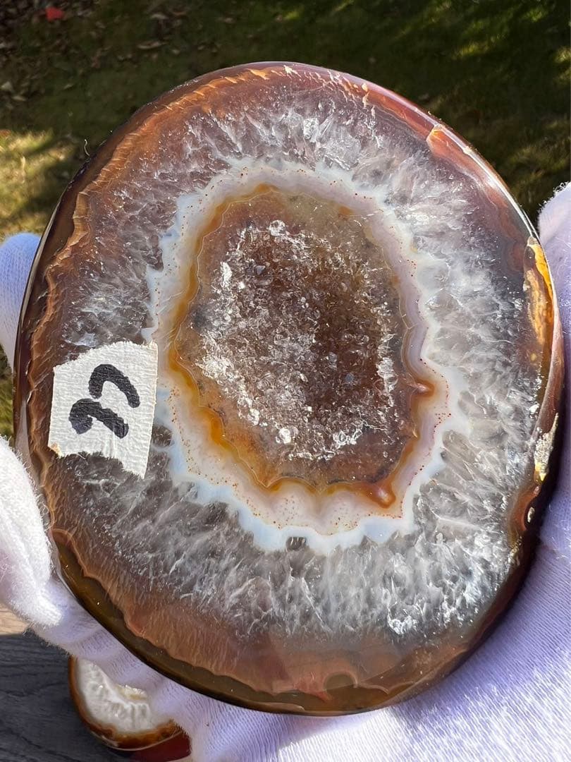 C6トレジャーメノウ 台付き 瑪瑙 風水 聚宝盆アゲート