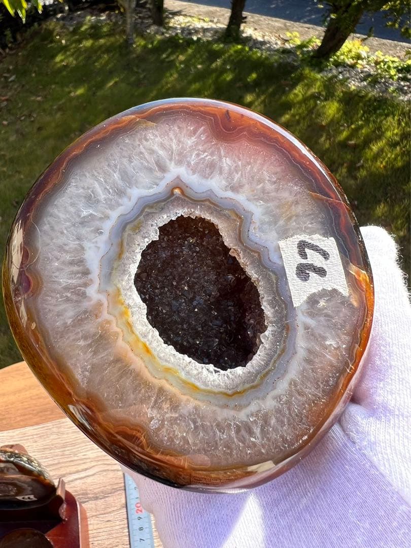 C6トレジャーメノウ 台付き 瑪瑙 風水 聚宝盆アゲート