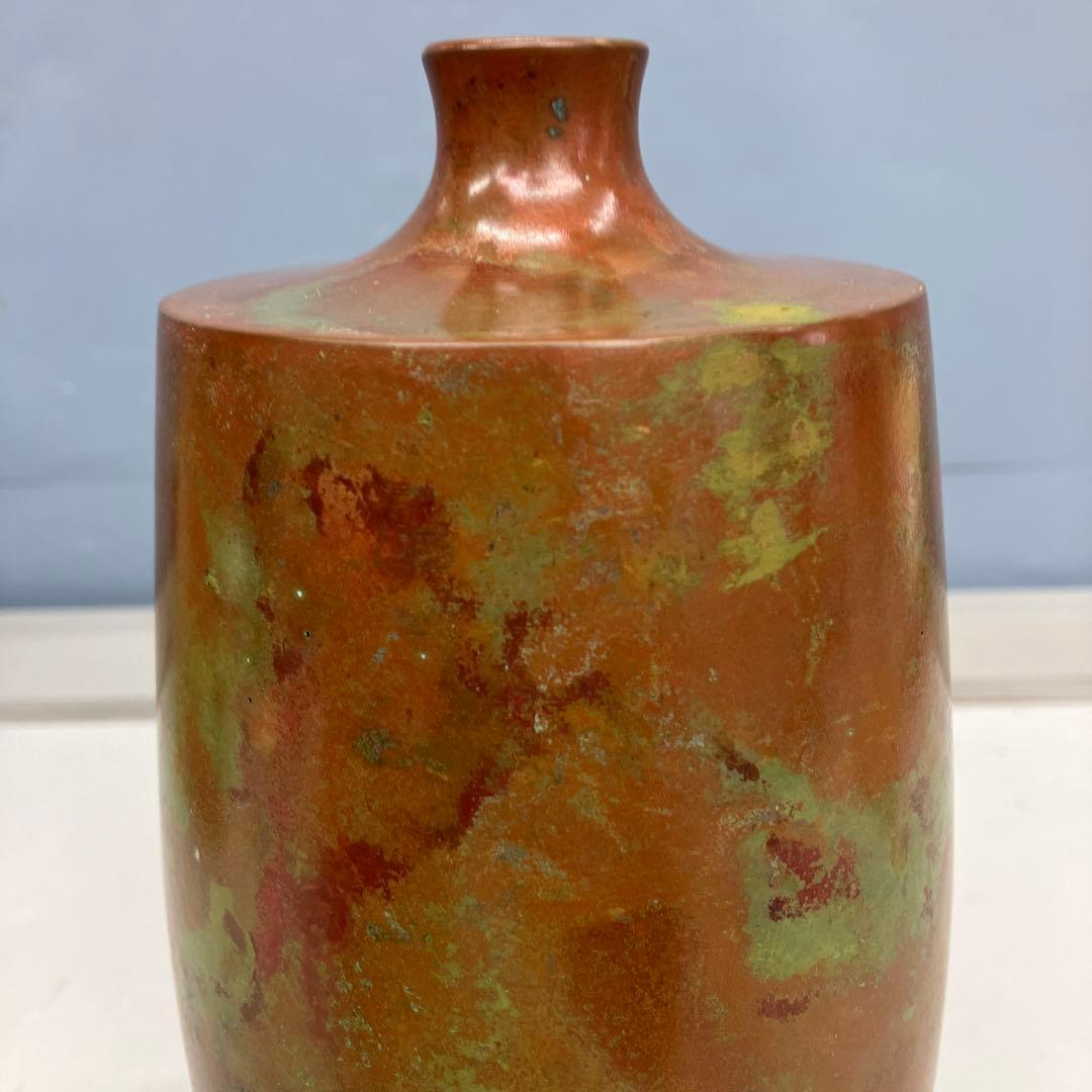 4F【名工 蓮田修吾郎】青銅 花入 「花あかり」 鋳銅 花瓶 共箱 伝統工芸