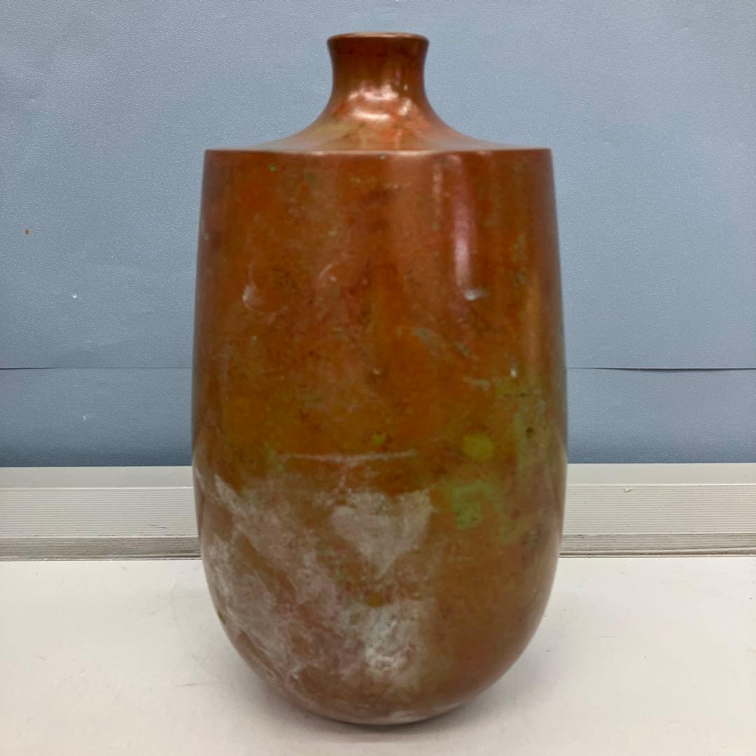 4F【名工 蓮田修吾郎】青銅 花入 「花あかり」 鋳銅 花瓶 共箱 伝統工芸