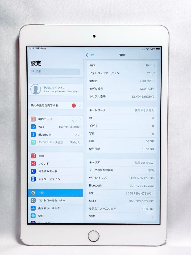 iPad mini 3 Cellular モデル16GB　※即発送