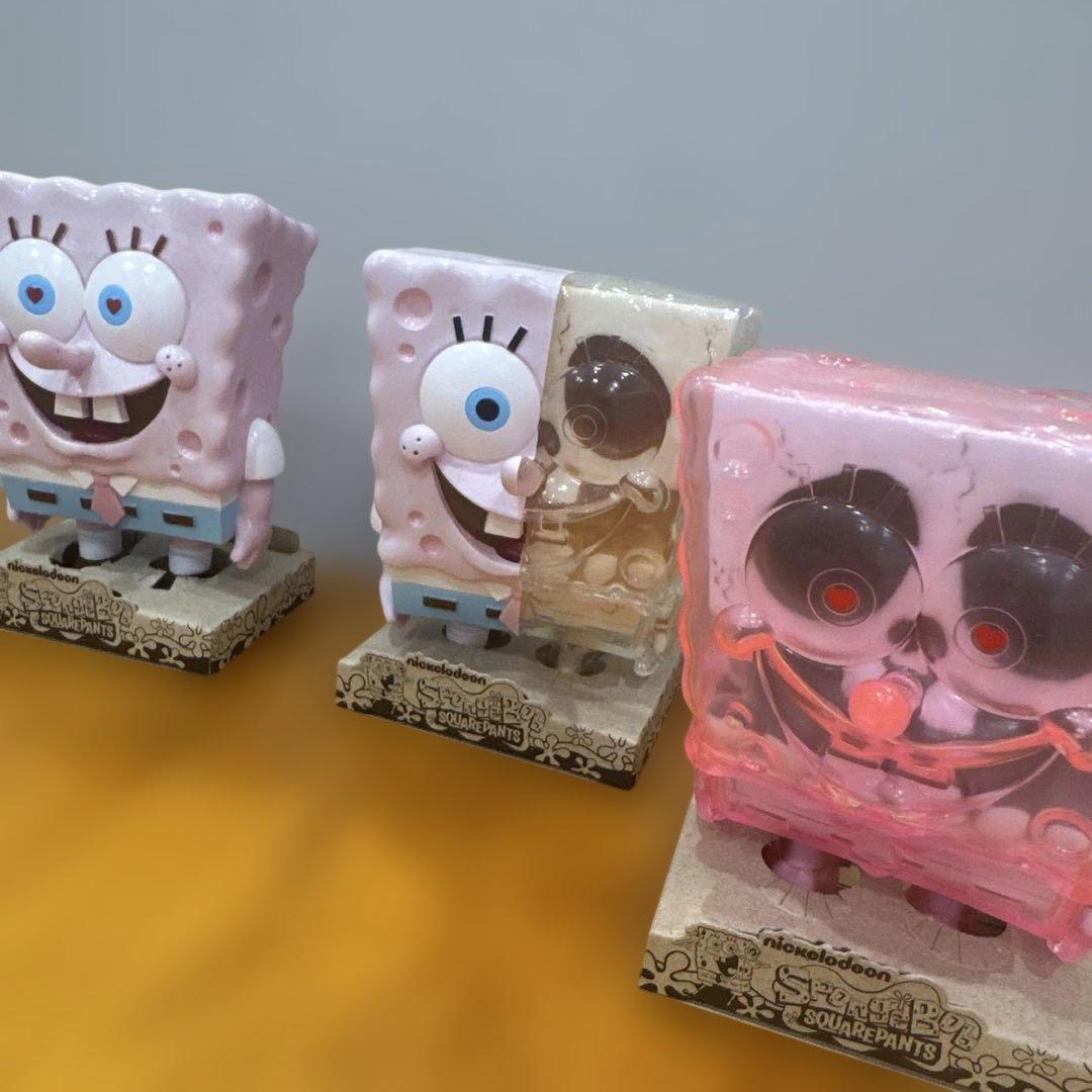 SPONGEBOB Ｘ-ＲＡＹ　スポンジボブ フィギュア 3体セット＊色褪せ有り