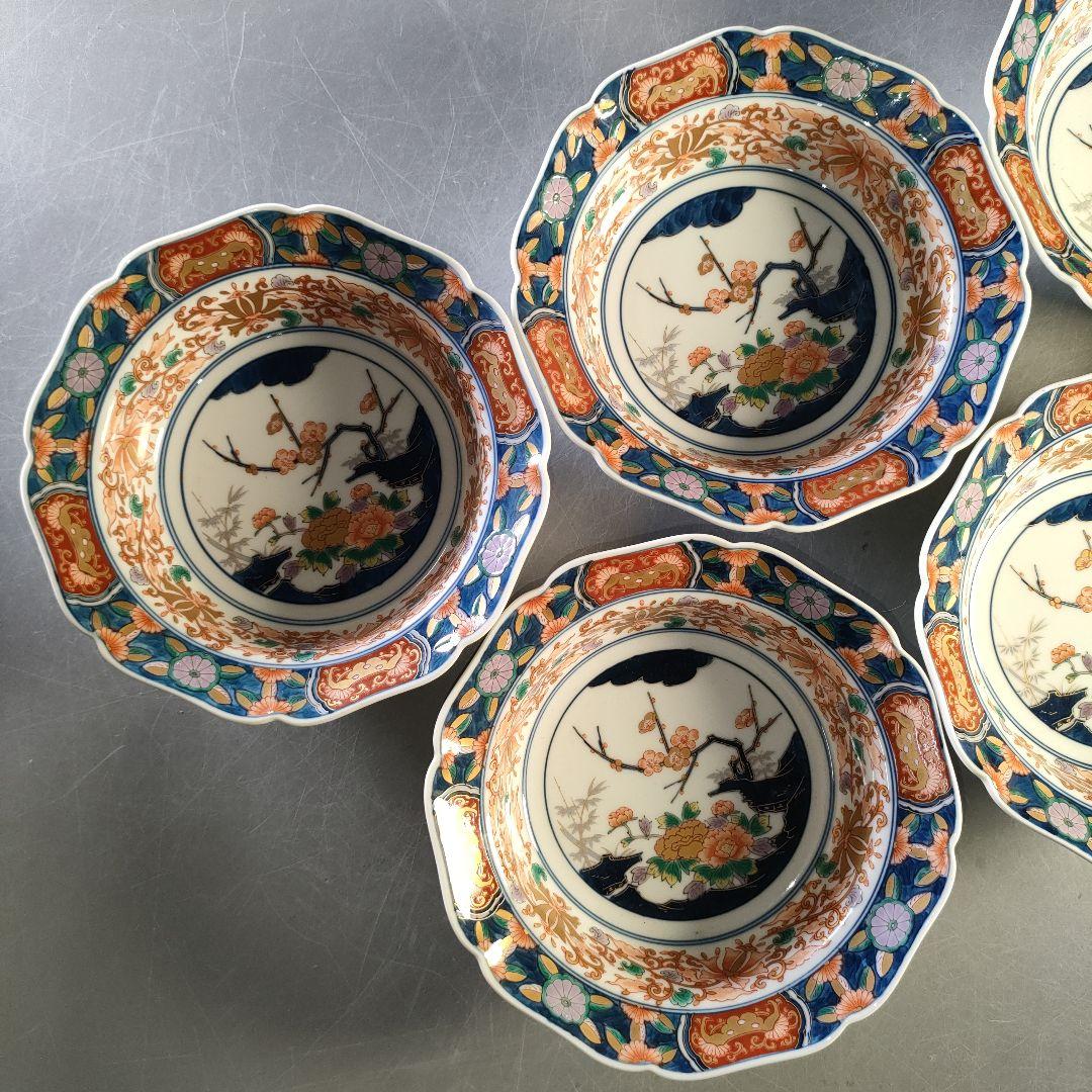 A1286-3/幸楽窯/金彩色絵鉢大7客小5客/弥左衛門/山水文平皿2客中鉢2客